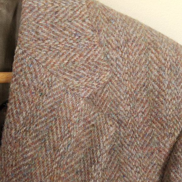 Harris Tweed 38R Tan Sport Coat Leather Buttons - Picture 12 of 12